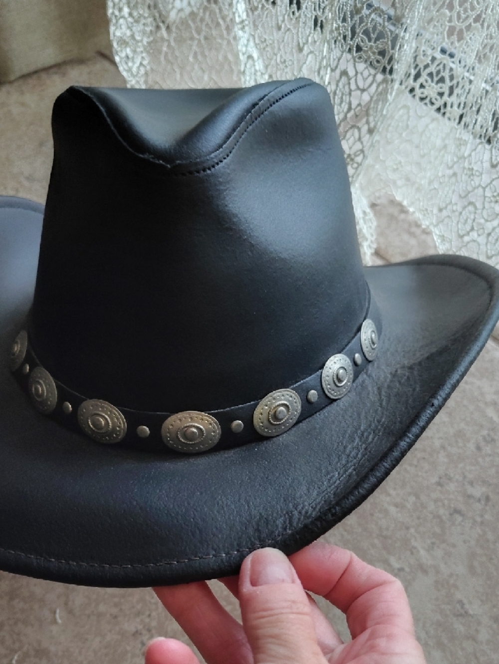 Henschel Hat! Black Genuine Leather Cowboy Hat! - Picture 3 of 6